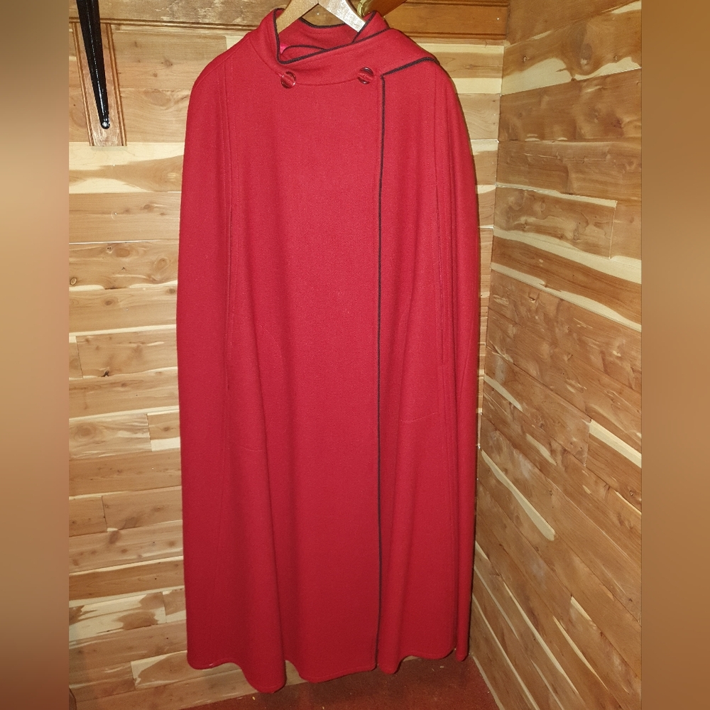 Vintage Red Wool Cape